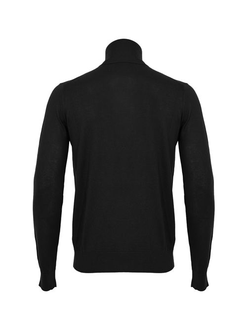 Maglia ciclista in misto seta e cashmere Nero Alpha studio | FE-6851G3002